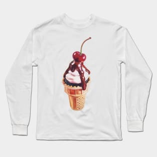 Sugar High - Ice Cream Cone Cupcake painting (no background) Long Sleeve T-Shirt